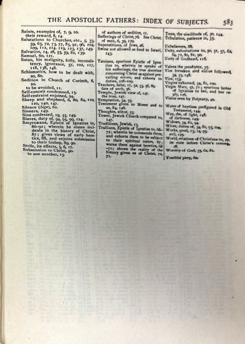 The Apostolic Fathers; Justin Martyr; Irenaeus (Against Heresies, Books I–II) — index page 4