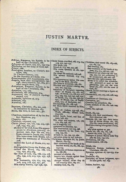 The Apostolic Fathers; Justin Martyr; Irenaeus (Against Heresies, Books I–II) — index page 8
