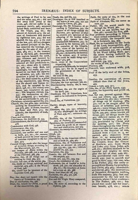 The Apostolic Fathers; Justin Martyr; Irenaeus (Against Heresies, Books I–II) — index page 14