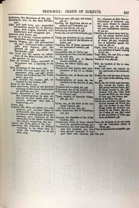 The Apostolic Fathers; Justin Martyr; Irenaeus (Against Heresies, Books I–II) — index page 17