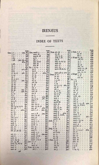 The Apostolic Fathers; Justin Martyr; Irenaeus (Against Heresies, Books I–II) — index page 18