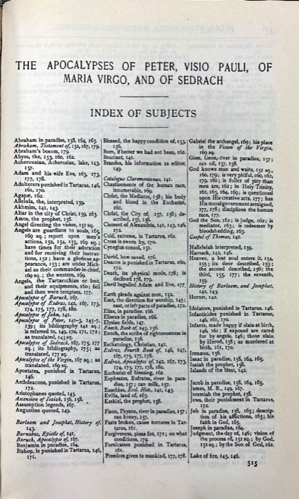 The Gospel of Peter; The Diatessaron of Tatian; The Apocalypse of Peter; The Vision of Paul; Apocryphal and Apocalyptic Writings; The Apology of Aristides; The Epistles of Clement; Origen's Commentaries on John and Matthew — index page 2