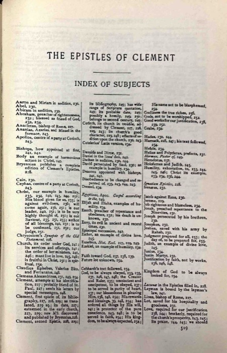 The Gospel of Peter; The Diatessaron of Tatian; The Apocalypse of Peter; The Vision of Paul; Apocryphal and Apocalyptic Writings; The Apology of Aristides; The Epistles of Clement; Origen's Commentaries on John and Matthew — index page 6