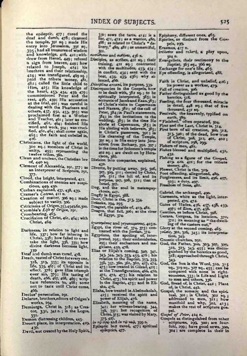 The Gospel of Peter; The Diatessaron of Tatian; The Apocalypse of Peter; The Vision of Paul; Apocryphal and Apocalyptic Writings; The Apology of Aristides; The Epistles of Clement; Origen's Commentaries on John and Matthew — index page 12
