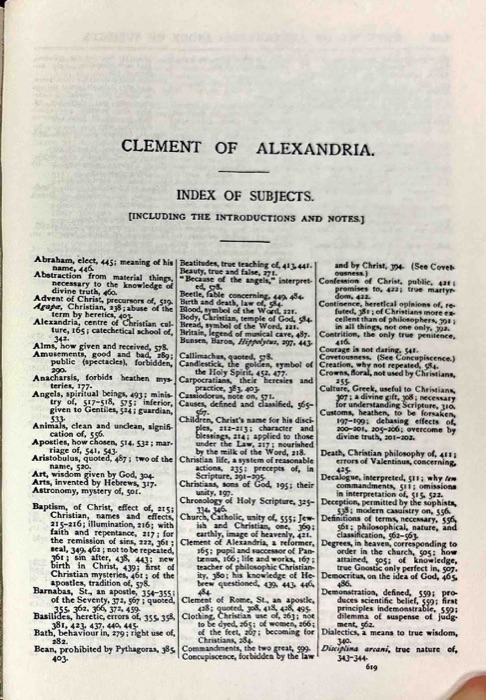 Fathers of the Second Century — Hermas; Tatian; Athenagoras; Theophilus; Clement of Alexandria, Vol. 1 — index page 12