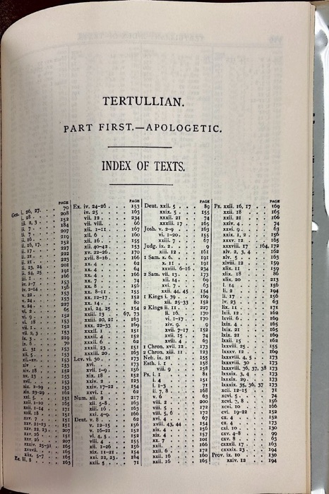 Latin Christianity: Its Founder, Tertullian — Apologetic and Disciplinary Writings — index page 5