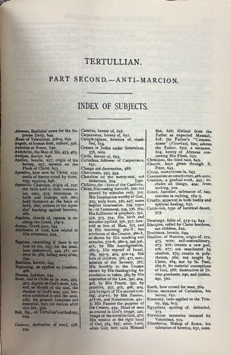 Latin Christianity: Its Founder, Tertullian — Apologetic and Disciplinary Writings — index page 8