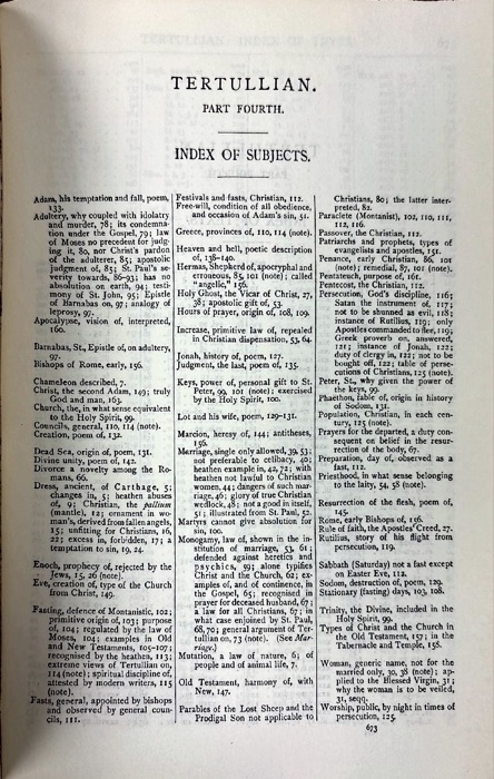 Tertullian, Part Fourth; Minucius Felix; Commodian; Origen, Parts First and Second — index page 2