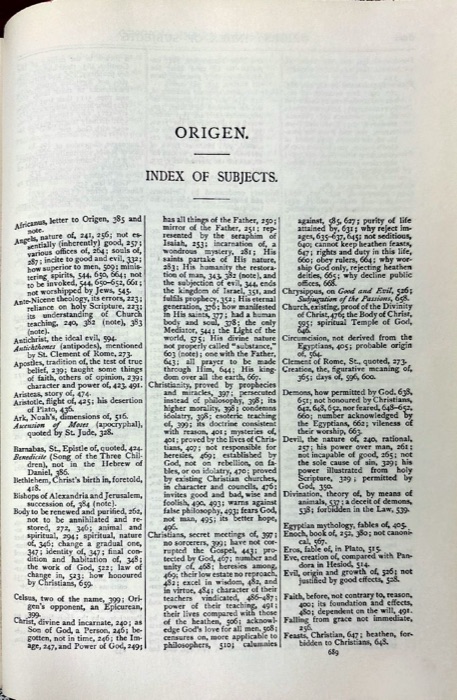 Tertullian, Part Fourth; Minucius Felix; Commodian; Origen, Parts First and Second — index page 10