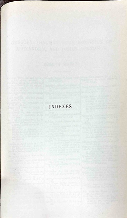 Gregory Thaumaturgus; Dionysius the Great; Julius Africanus; Anatolius and Minor Writers; Methodius; Arnobius — index page 1
