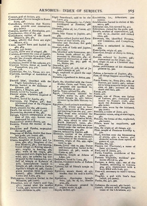 Gregory Thaumaturgus; Dionysius the Great; Julius Africanus; Anatolius and Minor Writers; Methodius; Arnobius — index page 13