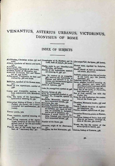Lactantius; Venantius; Asterius; Victorinus; Dionysius; Apostolic Teaching and Constitutions; Homily and Liturgies — index page 8
