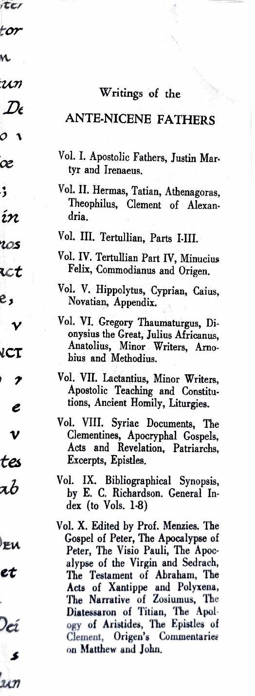 The Apostolic Fathers; Justin Martyr; Irenaeus (Against Heresies, Books I–II) — Jacket (back)