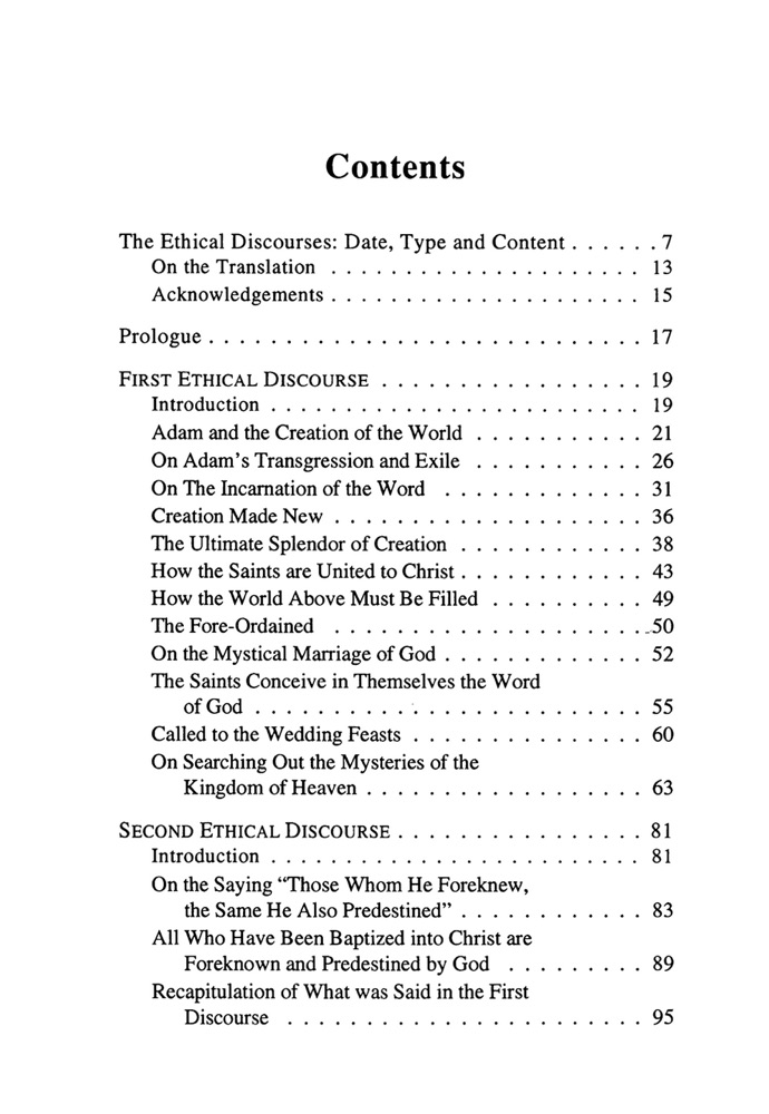 On the Mystical Life: The Ethical Discourses, Volume 1 — Table of contents