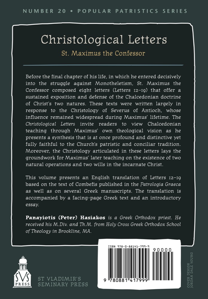 Christological Letters — Back cover