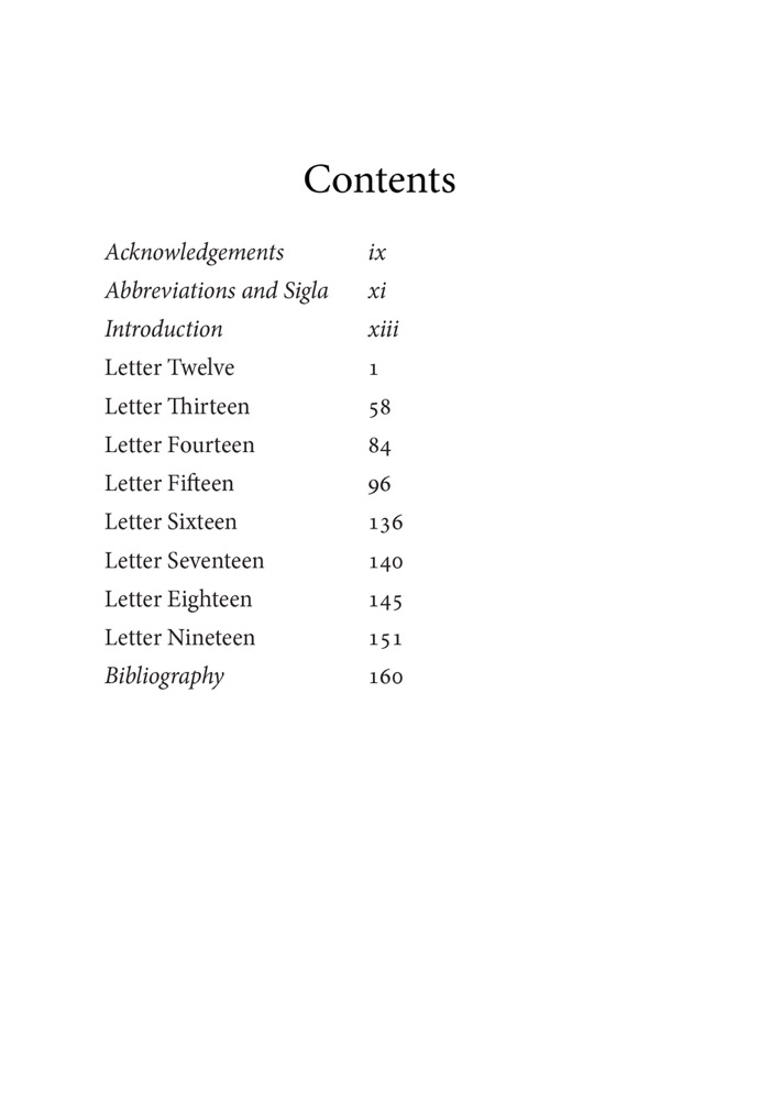Christological Letters — Table of contents