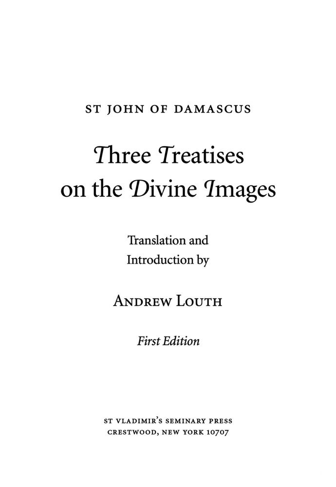 Three Treatises on the Divine Images — Title page