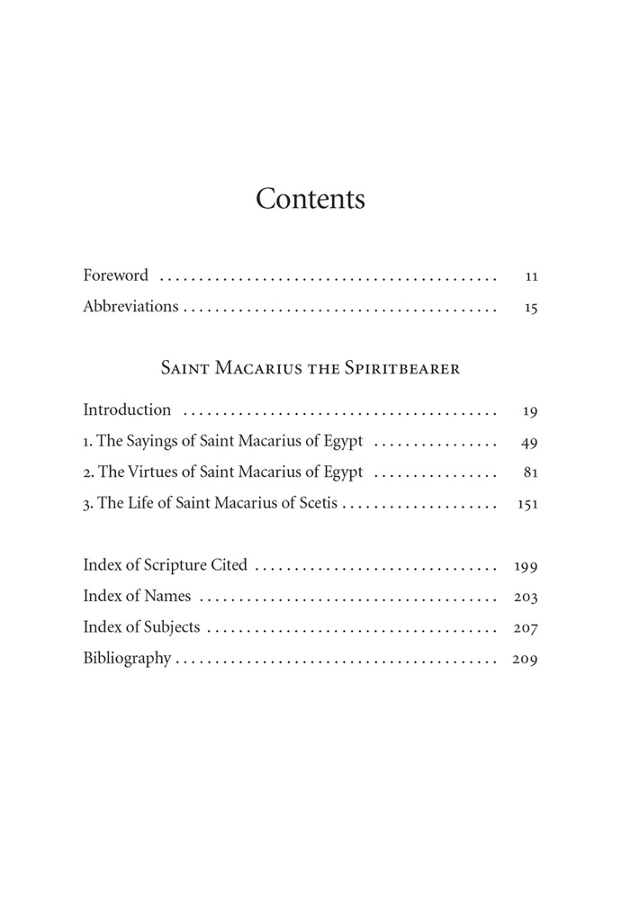 Saint Macarius the Spiritbearer: Coptic Texts Relating to Saint Macarius the Great — Table of contents