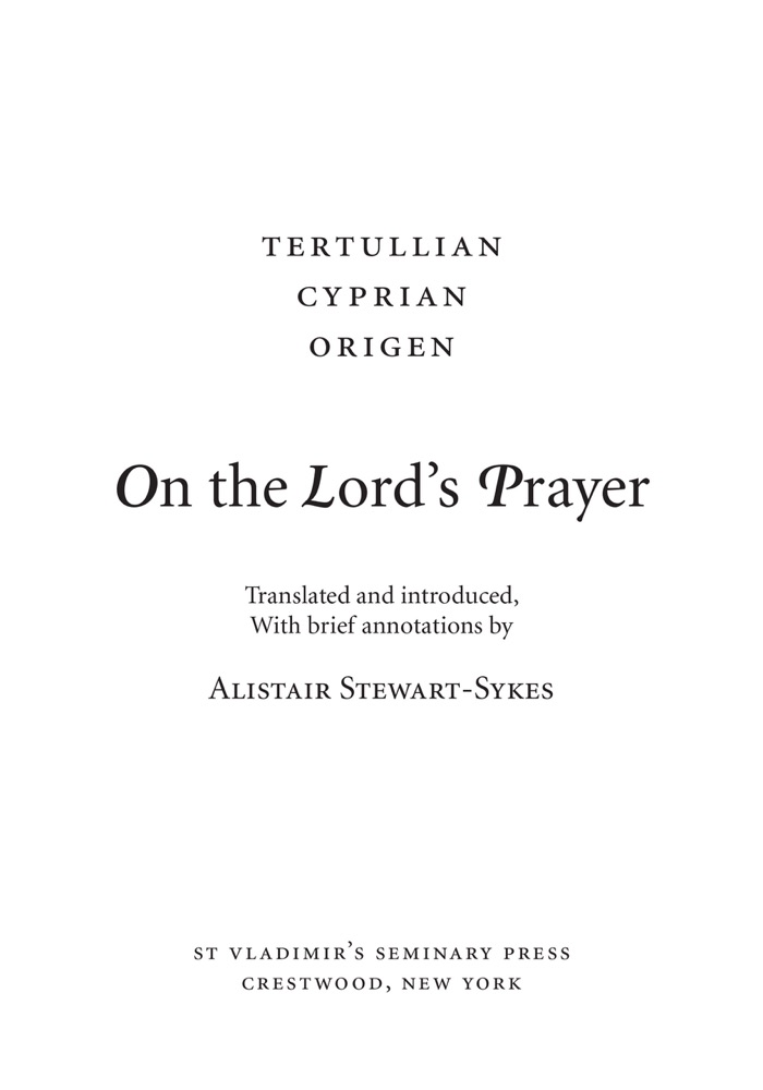 On the Lord's Prayer — Title page