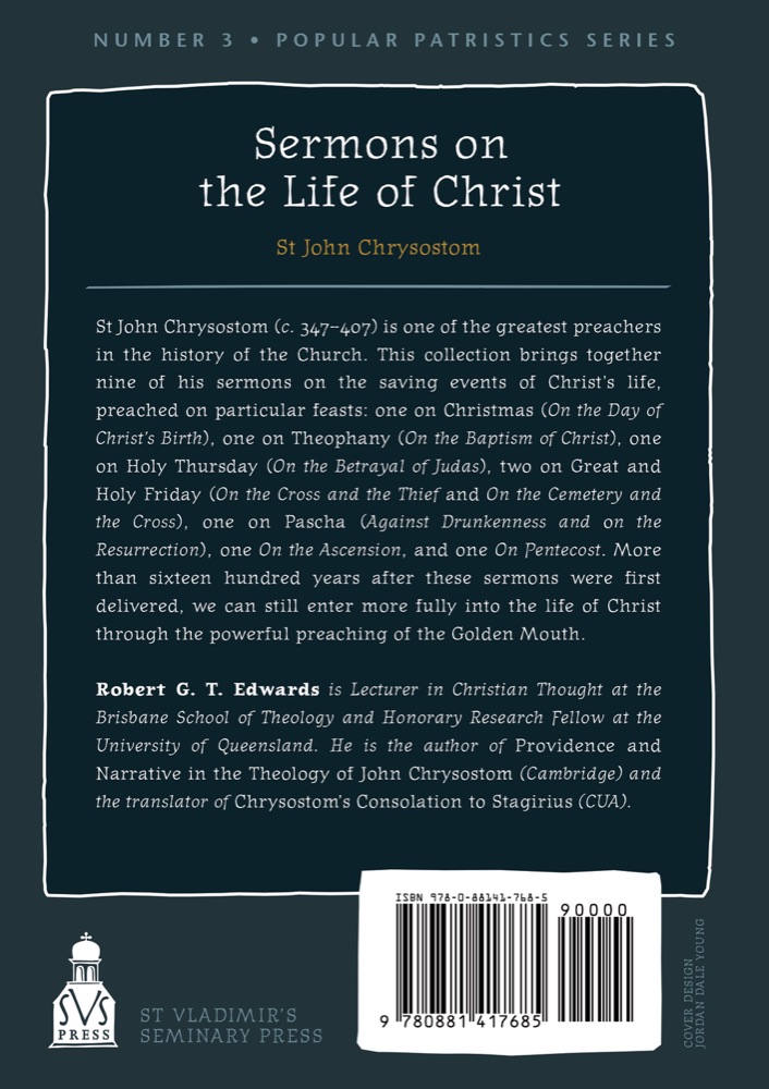 Sermons on the Life of Christ — Back cover