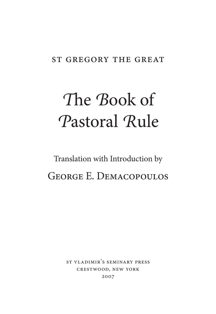 The Book of Pastoral Rule — Title page