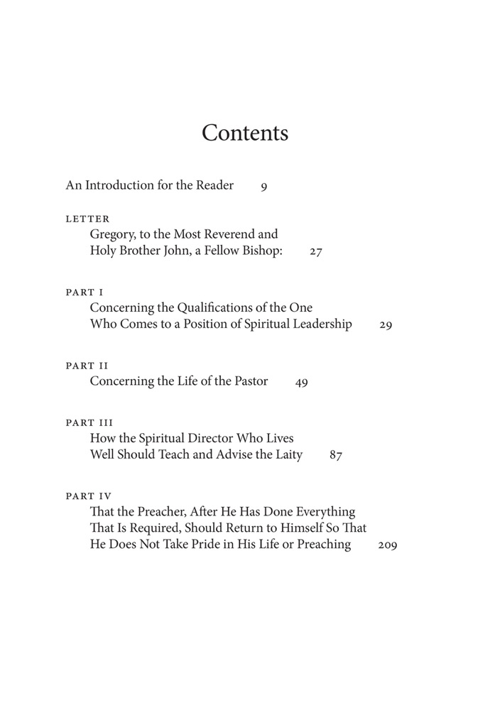 The Book of Pastoral Rule — Table of contents