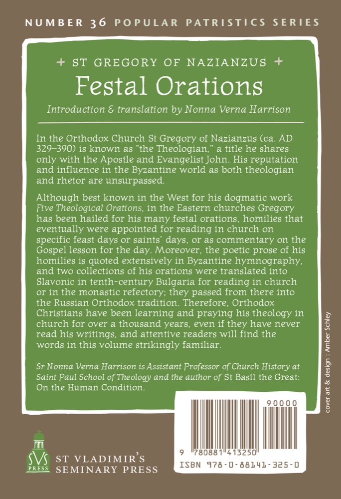 Festal Orations — Back cover
