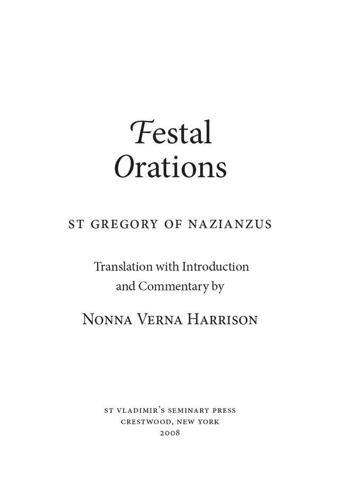 Festal Orations — Title page
