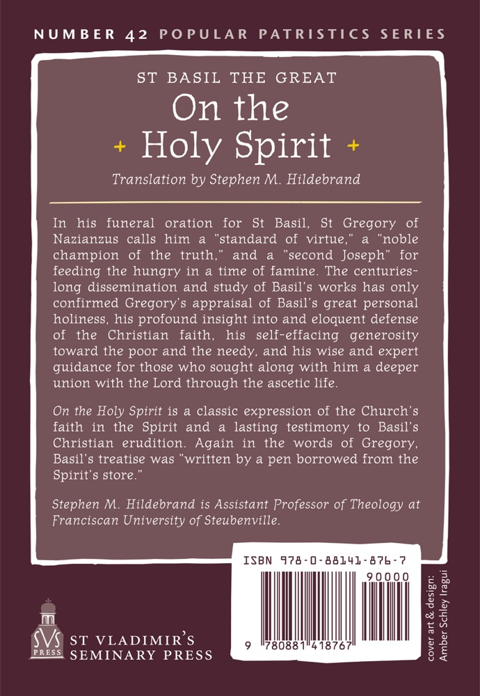 On the Holy Spirit — Back cover