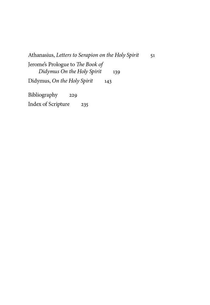 Works on the Spirit — Table of contents (cont.)