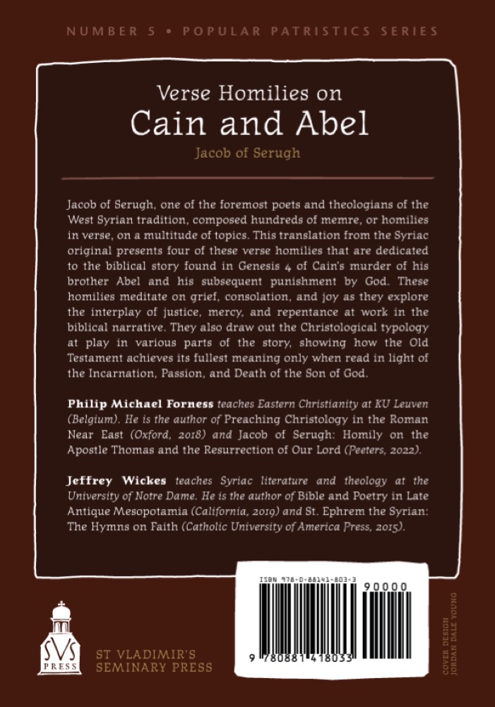 Verse Homilies on Cain and Abel — Back cover