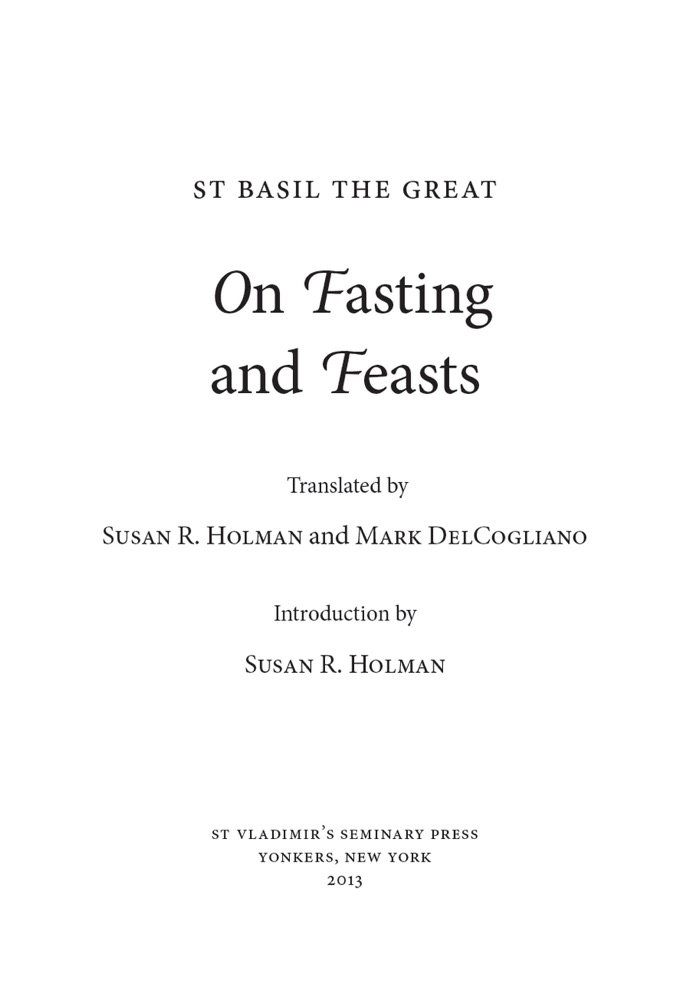 On Fasting and Feasts — Title page