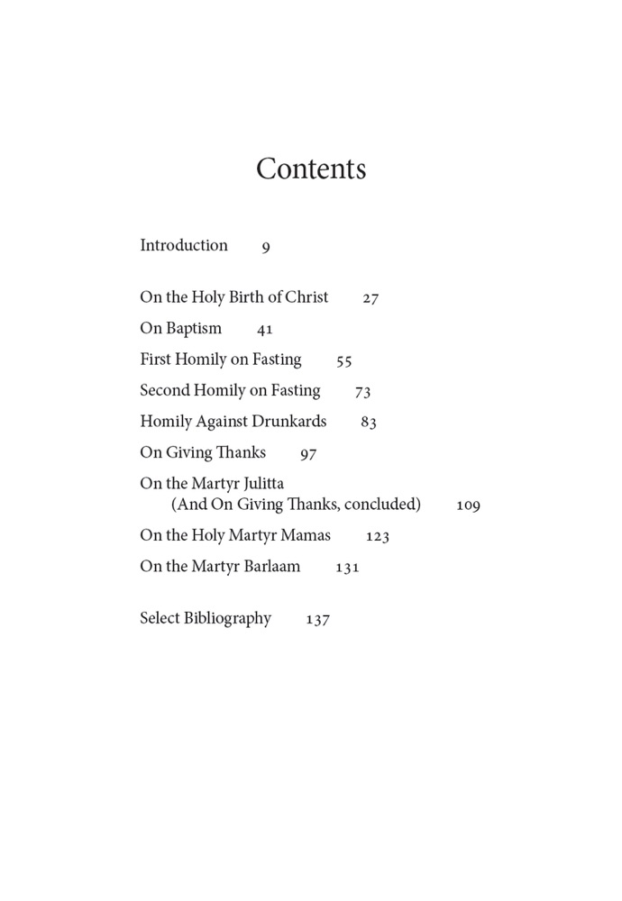 On Fasting and Feasts — Table of contents