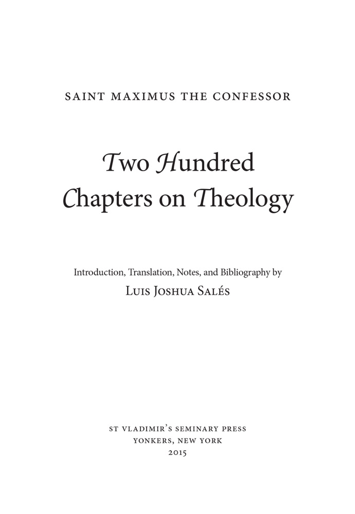 Two Hundred Chapters on Theology — Title page