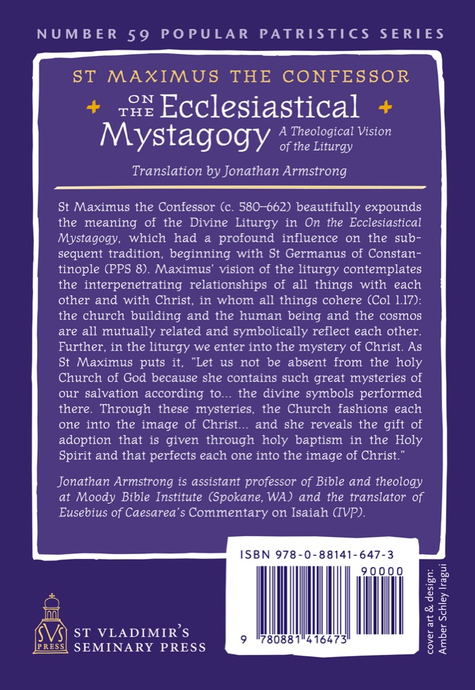 On the Ecclesiastical Mystagogy — Back cover