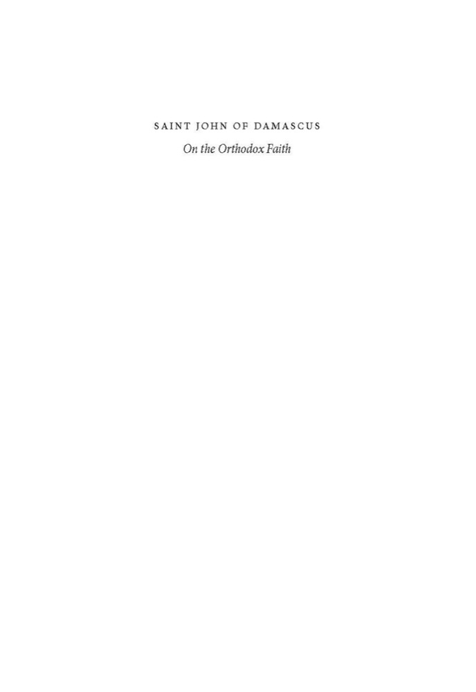 On the Orthodox Faith: Volume 3 of the Fount of Knowledge — Title page