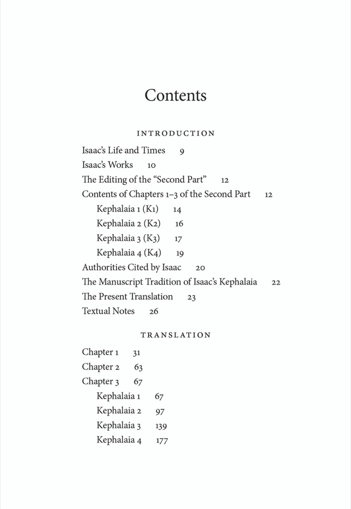 Headings on Spiritual Knowledge: The Second Part, Chapters 1-3 — Table of contents
